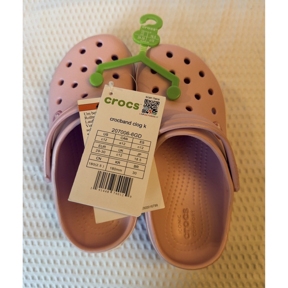 Crocs Crocband Clog Pink Unisex Rubber Slip On Logo Round Toe 207006-6GD Size12C